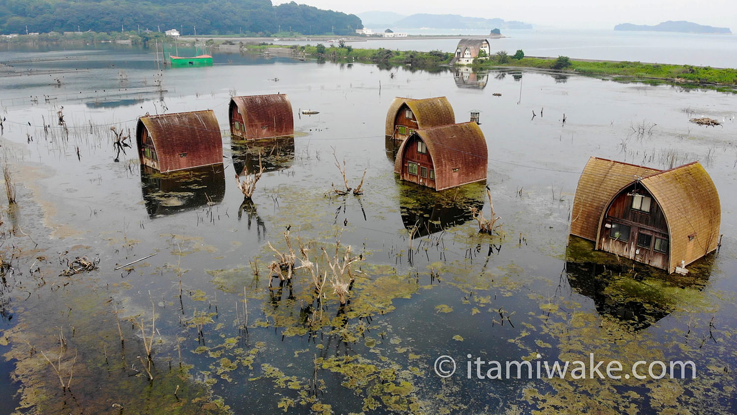 牛窓の水没ペンション村をドローンで堪能した（元グリーンファーム）