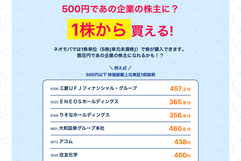 日本初！Tポイントを使って株が買えちゃう！｜SBIネオモバイル証券～Tポイントで株取引・資産運用ができる｜ネオモバ