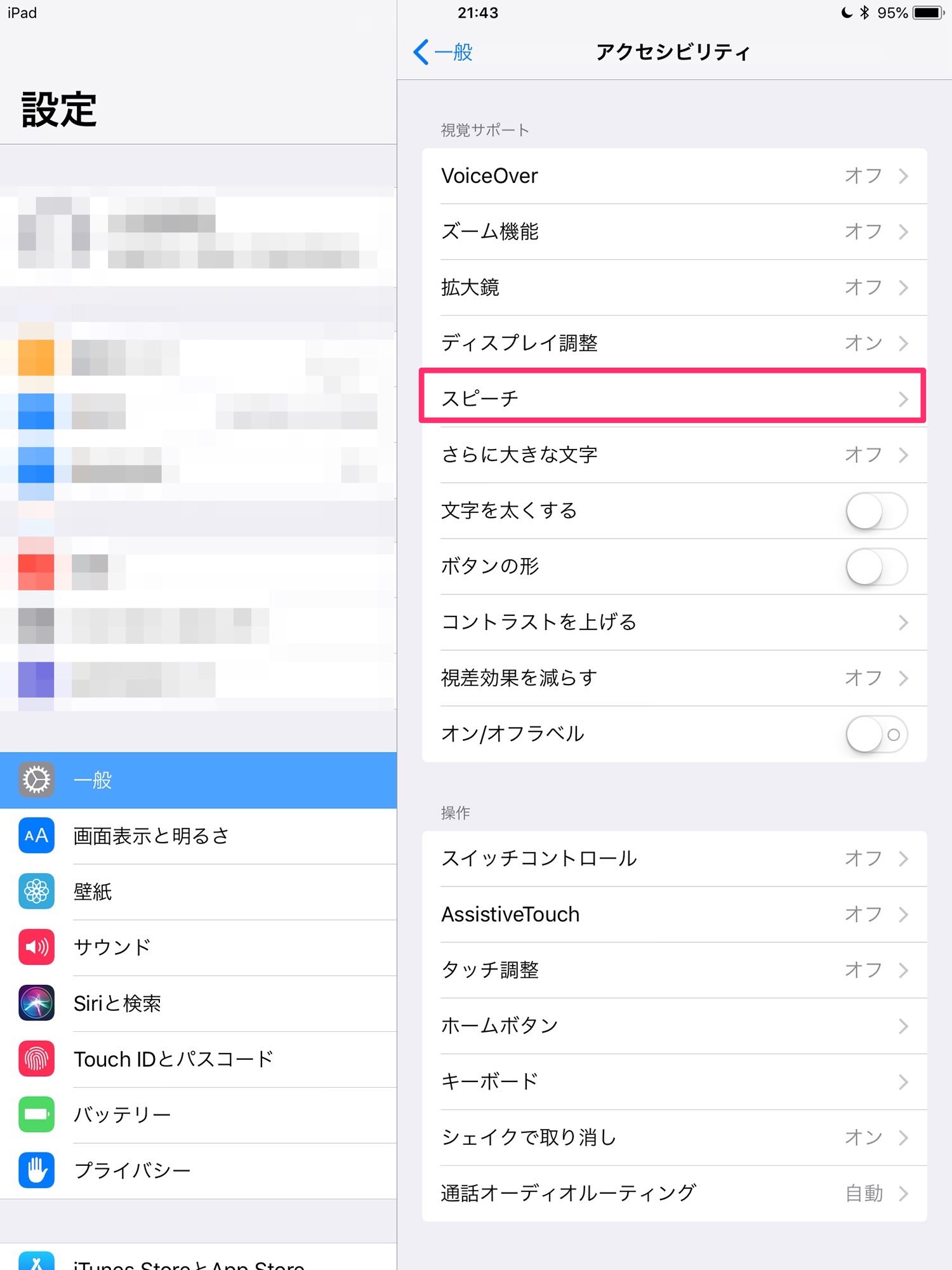 ipadの設定画面2