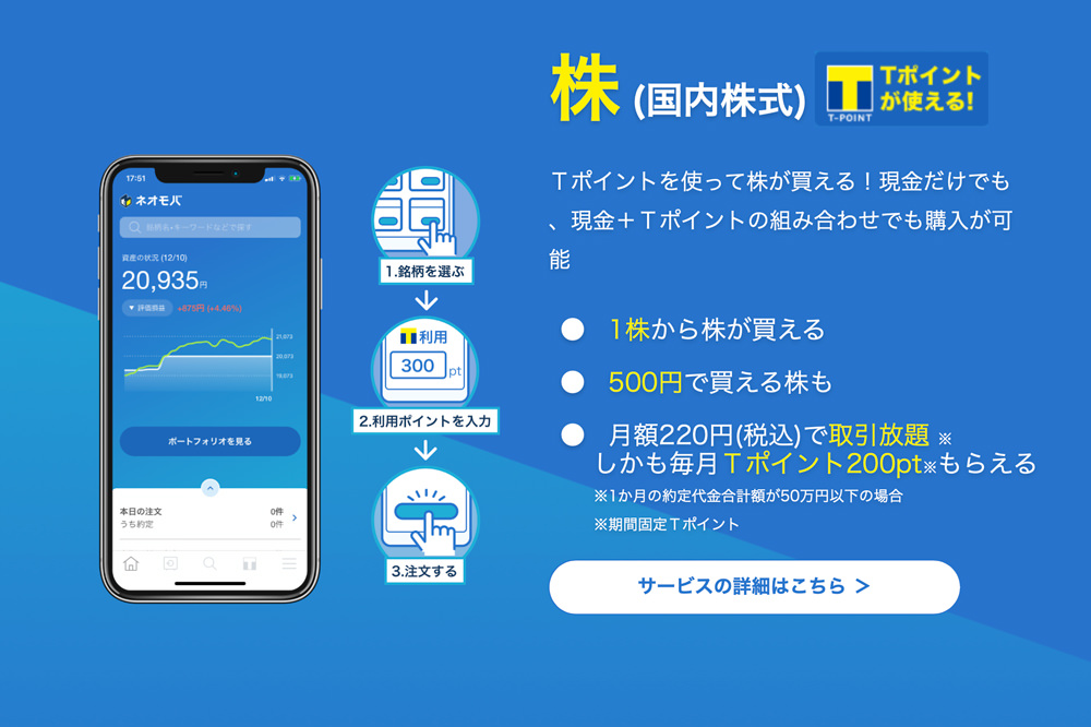 Tポイント投資するならSBIネオモバイル証券｜ネオモバ