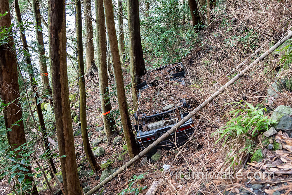 崖下に転落していた車